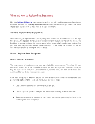 When and How to Replace Pool Equipment