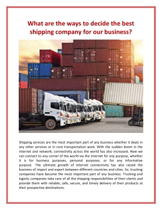 What are the ways to decide the best shipping company for our business