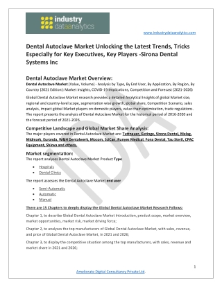 Dental autoclave market Growing Massively by 2021-2026