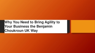 Why You Need to Bring Agility to Your Business the Benjamin Choukroun UK Way