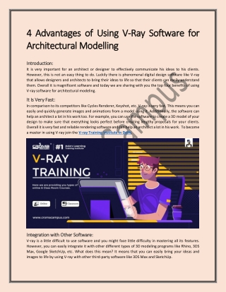 4 Advantages of Using V-Ray Software for Architectural Modelling