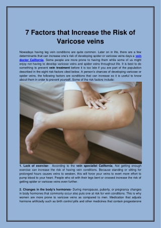 7 Factors that Increase the Risk of Varicose veins