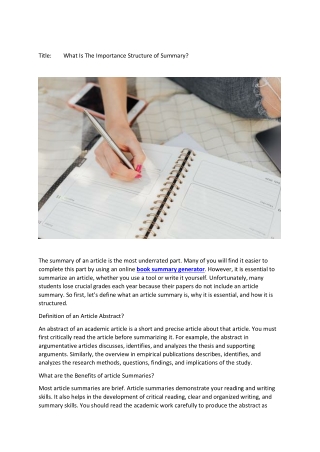 What Is The Importance Structure of Summary