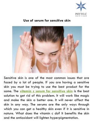 Use of serum for sensitive skin