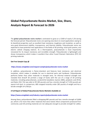 Global Polycarbonate Resins Market