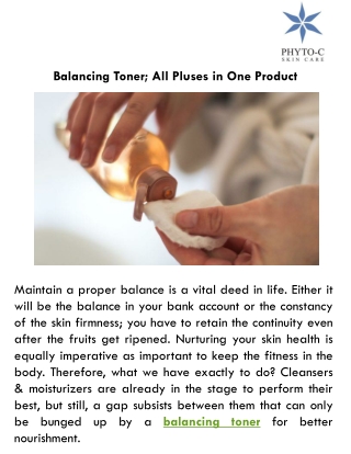 Balancing Toner; All Pluses in One Product