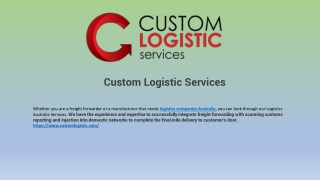 Top Logistics Services Companies In Australia