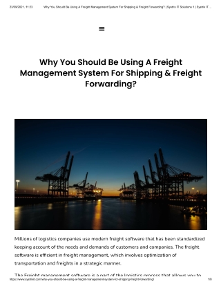 Why You Should Be Using A Freight Management System For Shipping & Freight