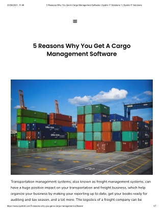 5 Reasons Why You Get A Cargo Managent Software