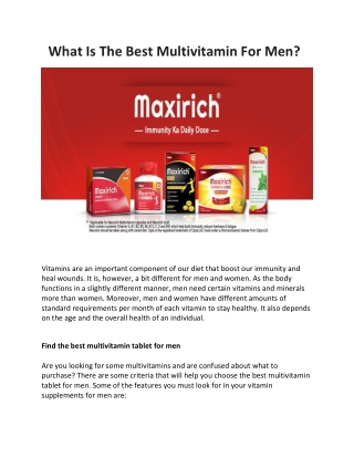 What Is The Best Multivitamin For Men?