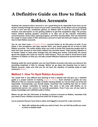 A Definitive Guide on How to Hack Roblox Accounts