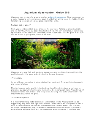 Aquarium algae control. Guide 2021