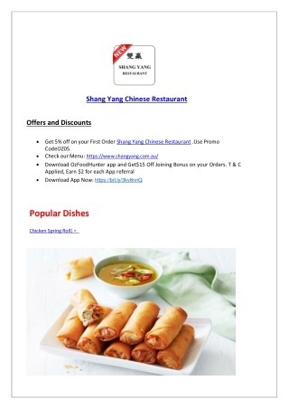 15% OFF - Shang yang Chinese restaurant Indooroopilly, Qld