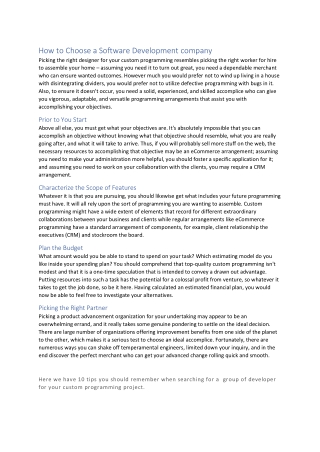 How to Choose a Software Development