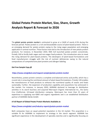 Global Potato Protein Market