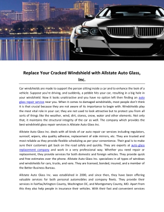 Replace Your Cracked Windshield with Allstate Auto Glass
