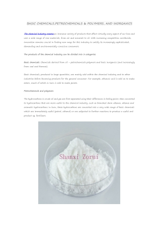 BASIC CHEMICALS,PETROCHEMICALS & POLYMERS, AND INORGANICS