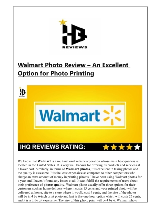 Walmart Photo Review – An Excellent Option for Photo Printing