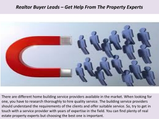 Realtor Buyer Leads – Get Help From The Property Experts