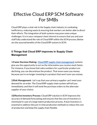 Effective Cloud ERP SCM Software For SMBs