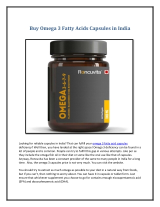 Buy Omega 3 Fatty Acids Capsules in India