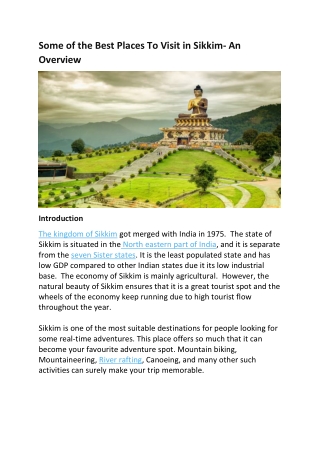 Some of the Best Places To Visit in Sikkim