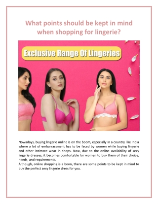 What points should be kept in mind when shopping for lingerie