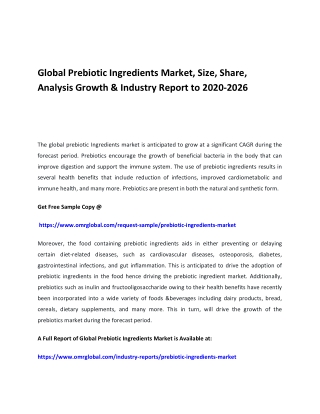 Global Prebiotic Ingredients Market