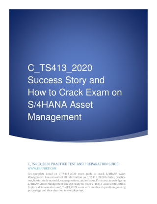 C_TS413_2020 Success Story and How to Crack Exam on S4HANA Asset Management