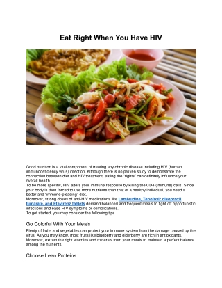 Eat Right When You Have HIV