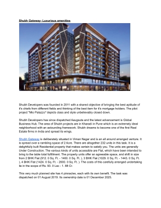Shubh Gateway- Luxurious amenities