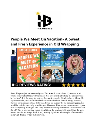 People We Meet On Vacation- A Sweet and Fresh Experience in Old Wrapping