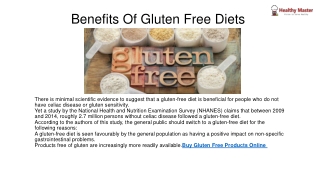 Benefits Of Gluten Free Diets