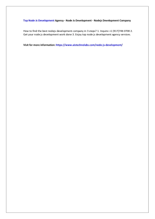 Top Node Js Development Agency - Node Js Development - Nodejs Development Compan