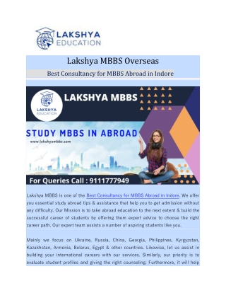 Best Consultancy for MBBS Abroad in Indore