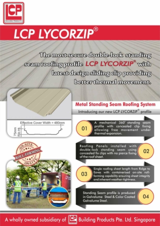 STANDING SEAM - LCP LYCORZIP | LCP Building Products Pvt Ltd