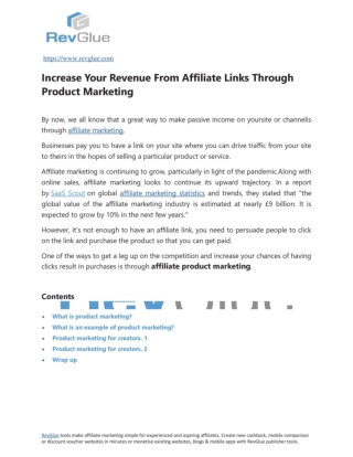 Increase Your Revenue From Affiliate Links Through Product Marketing