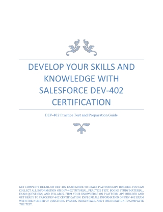 Develop Your Skills and Knowledge with Salesforce DEV-402 Certification