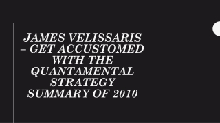 James Velissaris – Get Accustomed with the Quantamental Strategy Summary of 2010