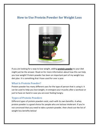 How to Use Protein Powder for Weight Loss