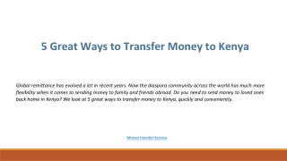 5 Great Ways to Transfer Money to Kenya
