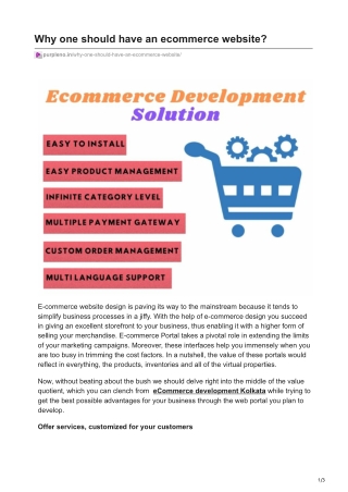 Why one should have an ecommerce website?