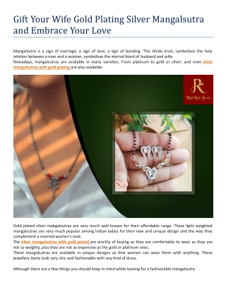 Gift Your Wife Gold Plating Silver Mangalsutra and Embrace Your Love
