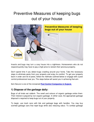 Preventive Measures of keeping bugs out of your house