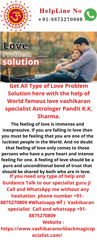 Get lost love back by Vashikaran - Pandit K.K. Sharma