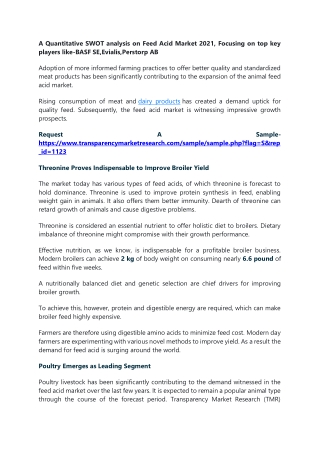 A Quantitative SWOT analysis on Feed Acid Market 2021, Focusing on top key playe