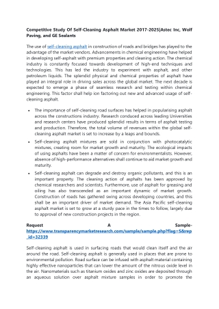 Competitive Study Of Self-Cleaning Asphalt Market 2017-2025|Astec Inc, Wolf Pavi