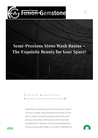 Semi-Precious Stone Wash Basins – The Exquisite Beauty for Your Space!