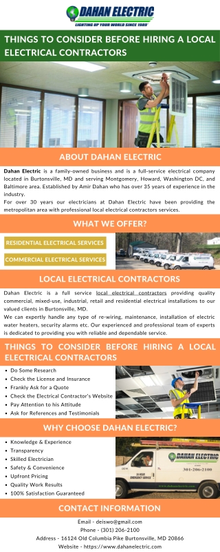 Things to Consider Before Hiring a Local Electrical Contractors