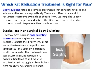 Which Fat Reduction Treatment is Right for You?